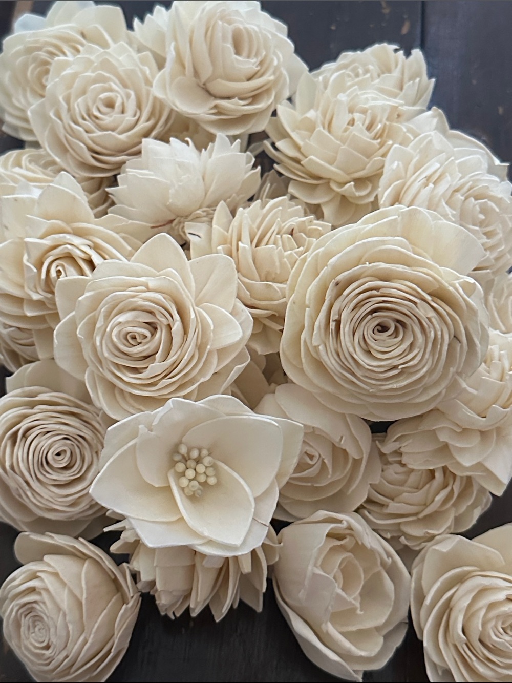 Wood Sola Flowers - bag of 30 for weddings crafts SECONDS IMPERFECT READ DESCRIP
